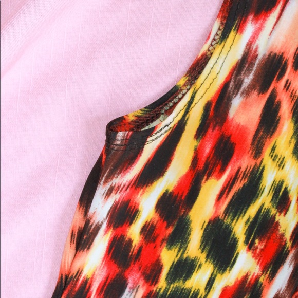 y2k Black/Red Fire Cheetah Print Ruched Tank Top - Picture 5 of 8